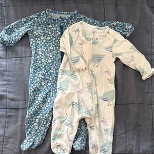 Charming Bird and Floral Kids Footies